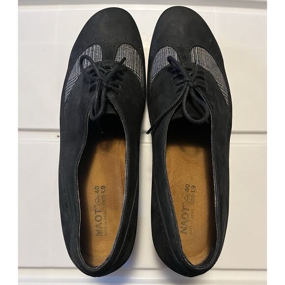 Naot Shoes Womens 40 Oxford Black Lace Up Comfort Round Toe Casual Cuban Heels - Picture 3 of 10